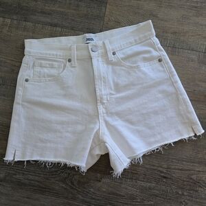 JBD Women's Frayed Hem White Jean Shorts